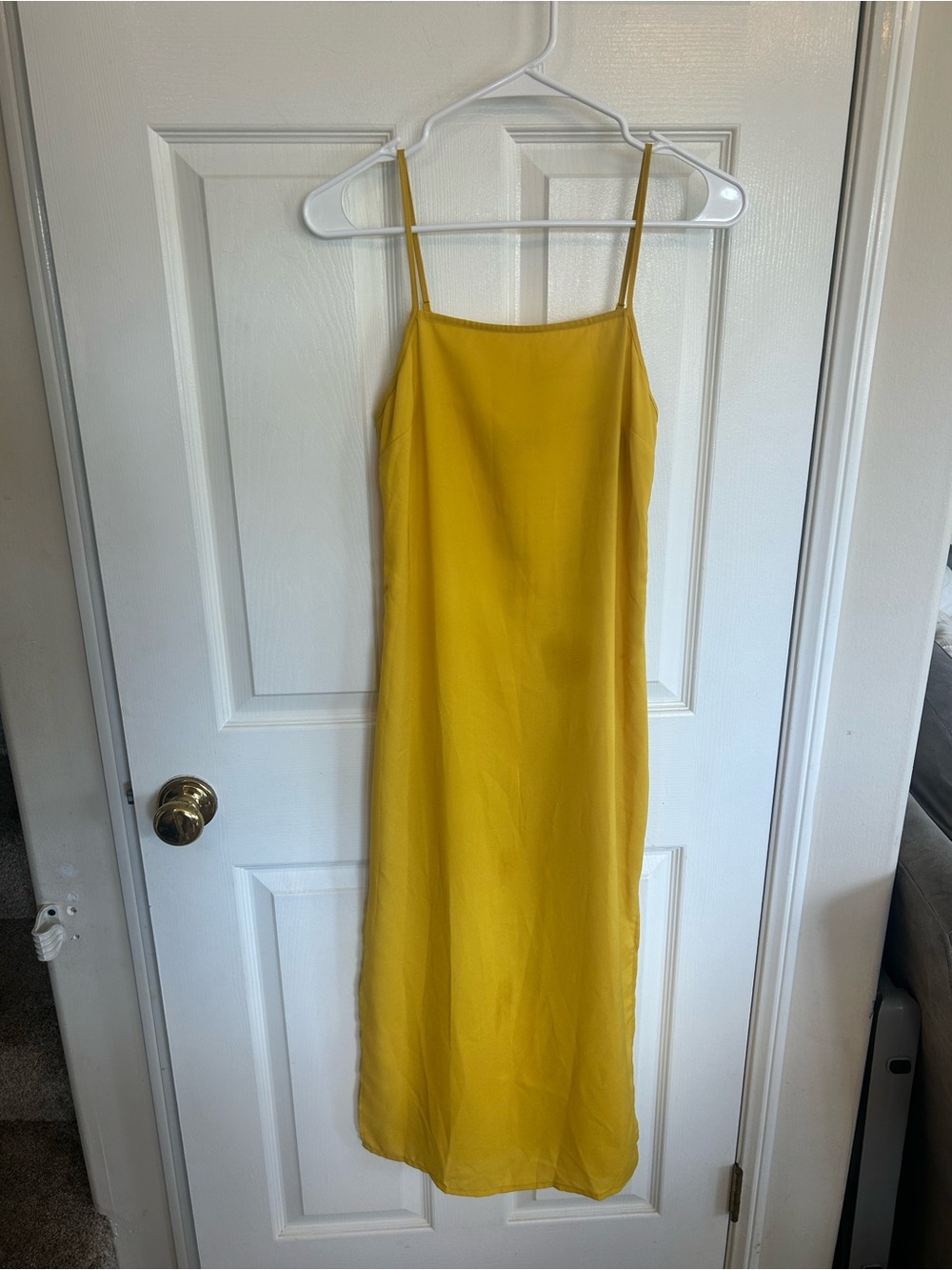 STAUD Yellow Slip Maxi Dress with Spaghetti Straps Size XS